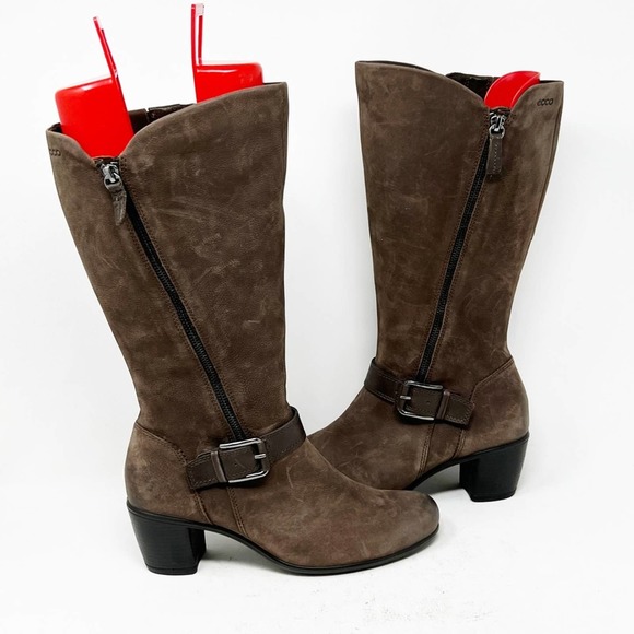 Ecco Shoes Ecco Brown Leather Heeled Zipper Boots Poshmark